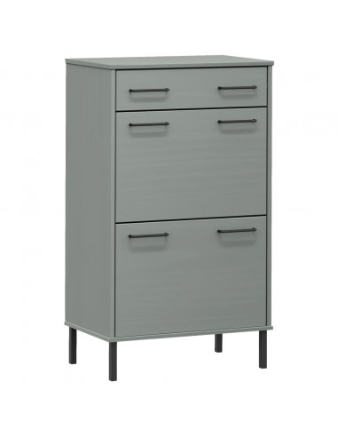 Scarpiera con Gambe Metallo Grigio Legno Massello di Pino OSLO