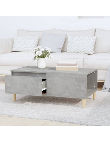 Tavolino Salotto Grigio Cemento 90x50x36,5 cm Legno Multistrato