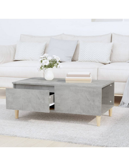 Tavolino Salotto Grigio Cemento 90x50x36,5 cm Legno Multistrato