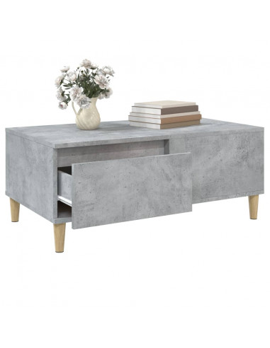 Tavolino Salotto Grigio Cemento 90x50x36,5 cm Legno Multistrato