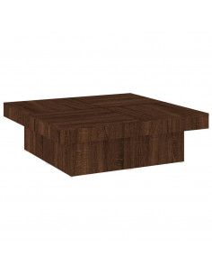 Tavolino da Salotto Rovere Marrone 90x90x28cm Legno Multistrato 2
