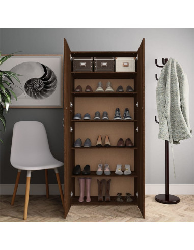 Scarpiera Rovere Marrone 80x35,5x180 cm in Legno Multistrato