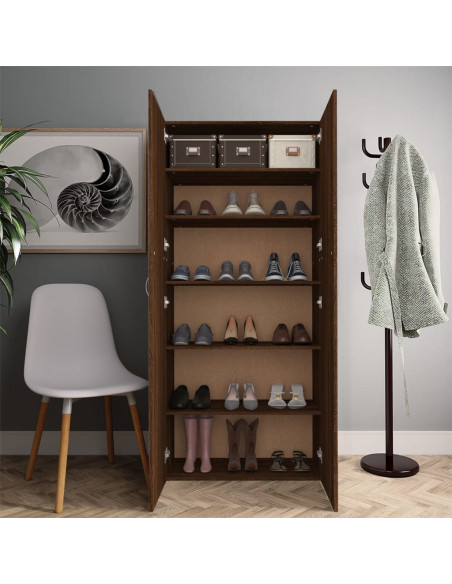Scarpiera Rovere Marrone 80x35,5x180 cm in Legno Multistrato