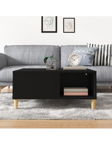 Tavolino da Salotto Nero 80x80x36,5 cm in Legno Multistrato