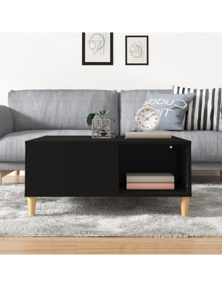 Tavolino da Salotto Nero 80x80x36,5 cm in Legno Multistrato