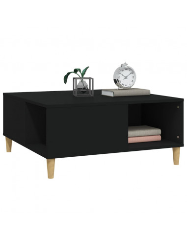 Tavolino da Salotto Nero 80x80x36,5 cm in Legno Multistrato