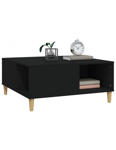 Tavolino da Salotto Nero 80x80x36,5 cm in Legno Multistrato