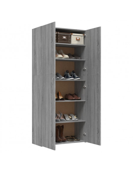 Scarpiera Grigio Sonoma 80x35,5x180 cm in Legno Multistrato