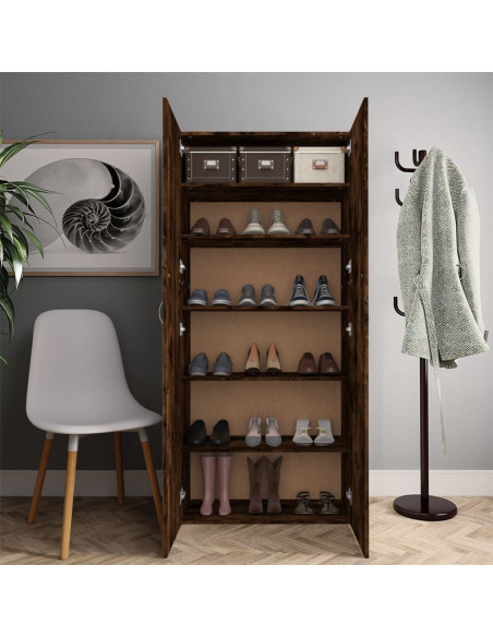 Scarpiera Rovere Fumo 80x35,5x180 cm in Legno Multistrato