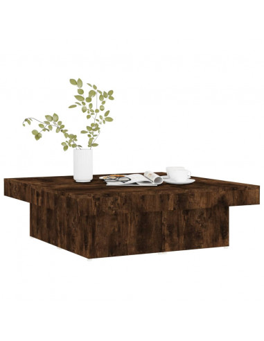 Tavolino da Salotto Rovere Fumo 90x90x28 cm Legno Multistrato