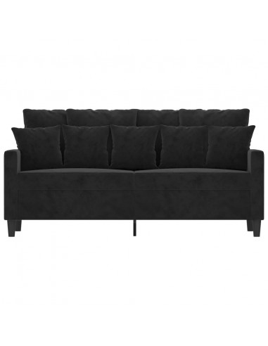 Divano a 2 Posti Nero 140 cm in Velluto