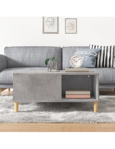 Tavolino Salotto Grigio Cemento 80x80x36,5 cm Legno Multistrato