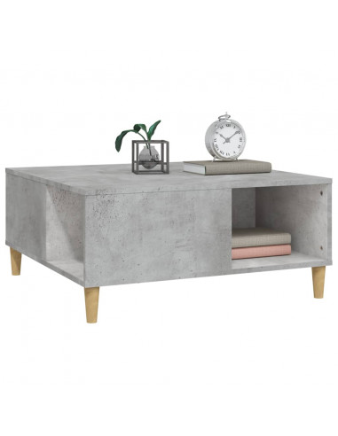 Tavolino Salotto Grigio Cemento 80x80x36,5 cm Legno Multistrato