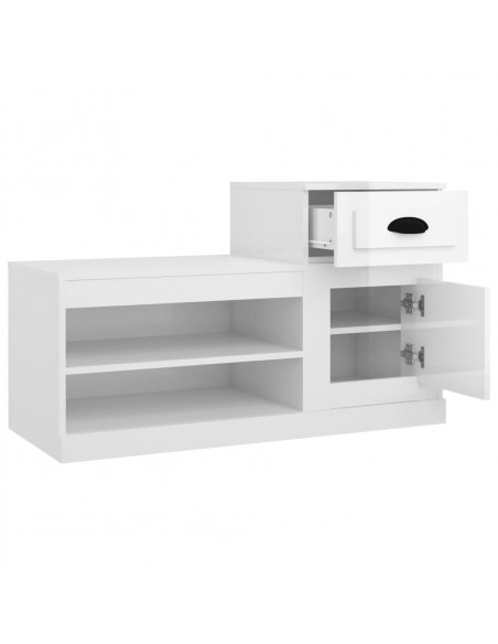 Scarpiera Bianco Lucido 100x42x60 cm in Legno Multistrato