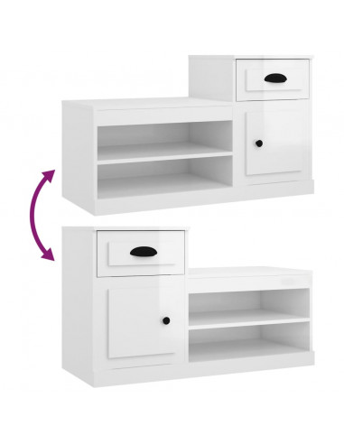 Scarpiera Bianco Lucido 100x42x60 cm in Legno Multistrato