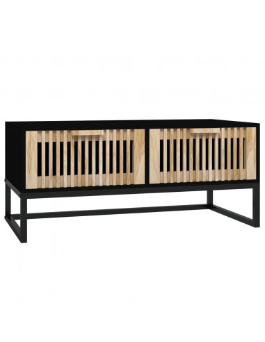 Tavolino da Salotto Nero 80x40x35 cm Legno Multistrato e Ferro