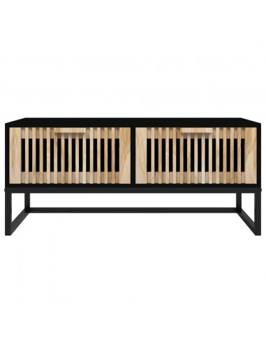 Tavolino da Salotto Nero 80x40x35 cm Legno Multistrato e Ferro
