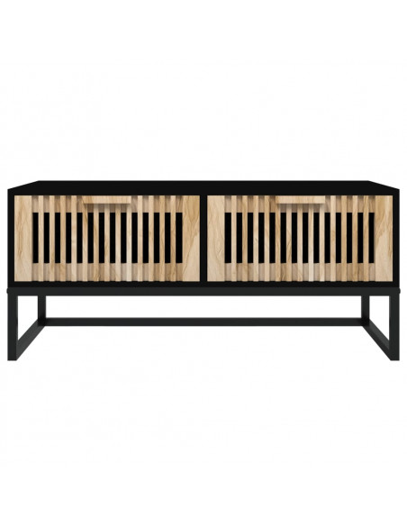 Tavolino da Salotto Nero 80x40x35 cm Legno Multistrato e Ferro