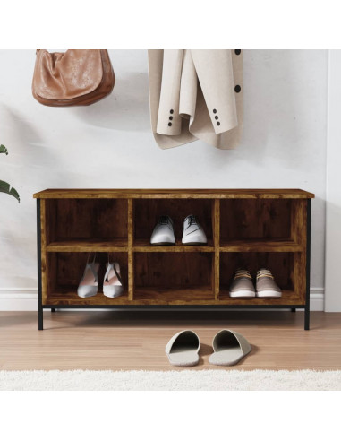 Scarpiera Rovere Fumo 100x35x50 cm in Legno Multistrato