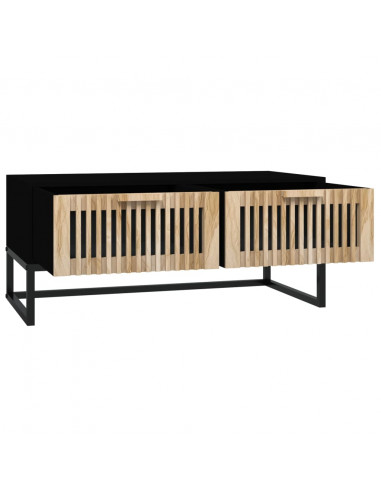 Tavolino da Salotto Nero 80x40x35 cm Legno Multistrato e Ferro