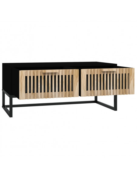 Tavolino da Salotto Nero 80x40x35 cm Legno Multistrato e Ferro