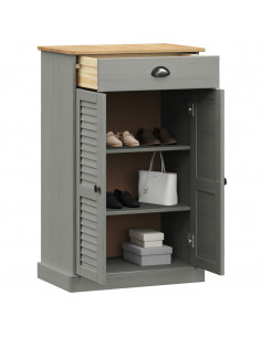 Scarpiera VIGO 60x35x96 cm in Legno Massello di Pino Grigio 2