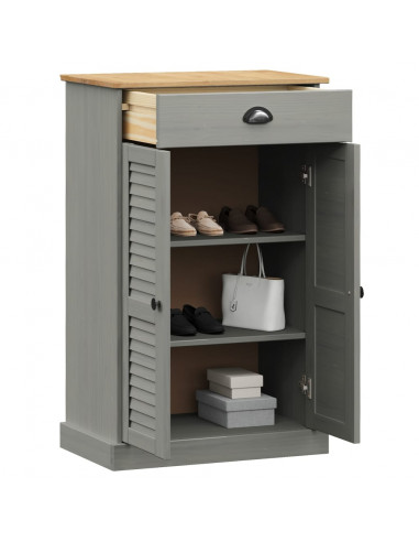 Scarpiera VIGO 60x35x96 cm in Legno Massello di Pino Grigio