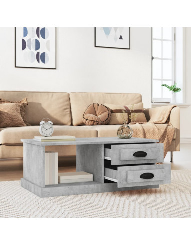 Tavolino Salotto Grigio Cemento 90x50x35 cm Legno Multistrato