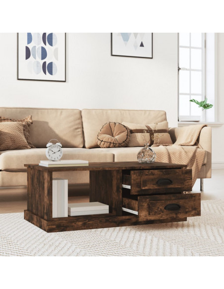 Tavolino da Salotto Rovere Fumo 90x50x35 cm Legno Multistrato