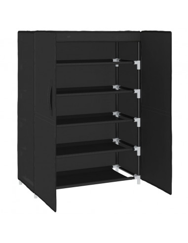 Scarpiera Nera 60x28x90 cm Tessuto