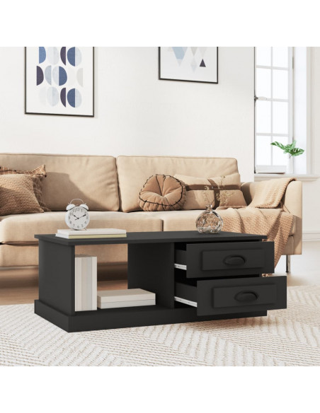 Tavolino da Salotto Nero 90x50x35 cm in Legno Multistrato