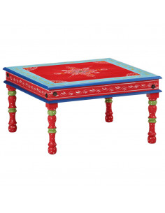 Tavolino Salotto Rosso Dipinto a Mano Legno Massello di Mango 2
