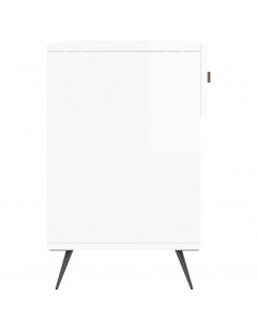 Panca Porta Scarpe Bianco Lucido 102x35x55 cm Legno Multistrato 2