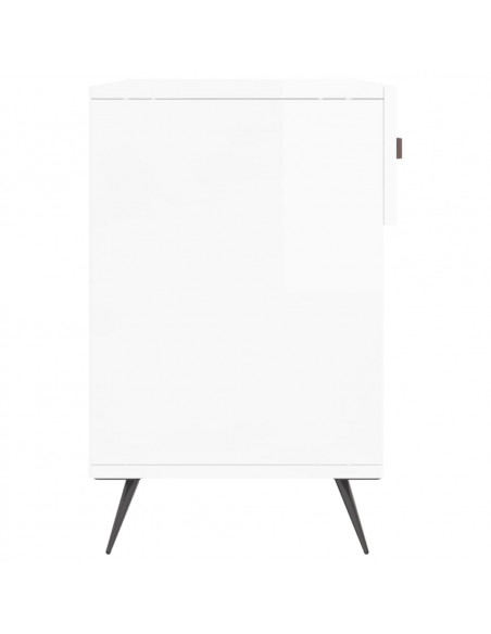 Panca Porta Scarpe Bianco Lucido 102x35x55 cm Legno Multistrato