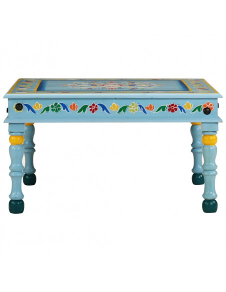 Tavolino Salotto Turchese Dipinto a Mano Legno Massello Mango