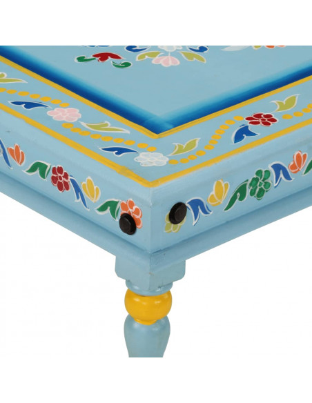 Tavolino Salotto Turchese Dipinto a Mano Legno Massello Mango