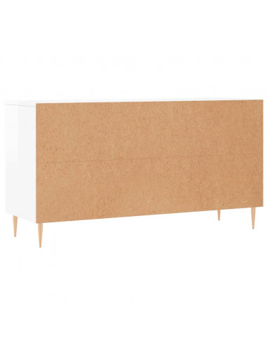 Panca Porta Scarpe Bianco Lucido 102x35x55 cm Legno Multistrato