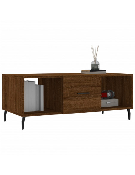 Tavolino Salotto Rovere Marrone 102x50x40 cm Legno Multistrato