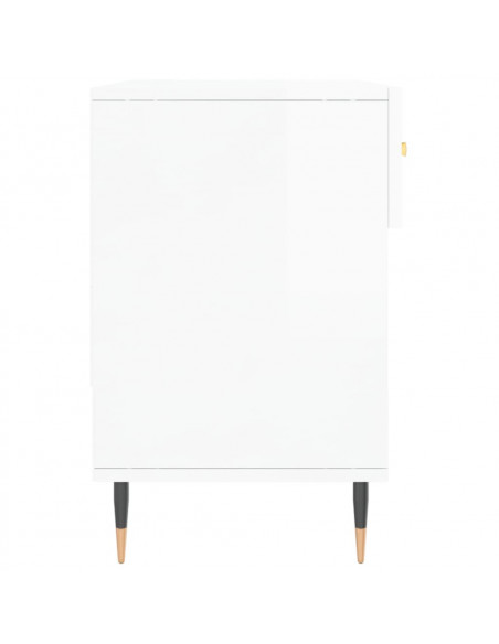 Panca Porta Scarpe Bianco Lucido 102x35x55 cm Legno Multistrato