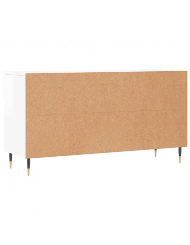 Panca Porta Scarpe Bianco Lucido 102x35x55 cm Legno Multistrato