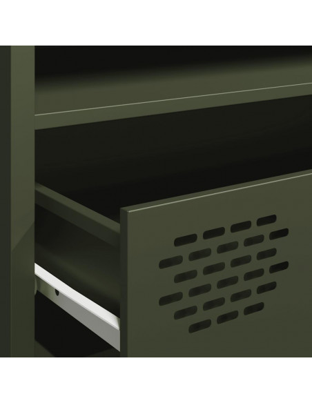 Mobile TV Verde Oliva 202x39x43,5 cm Acciaio Laminato a Freddo