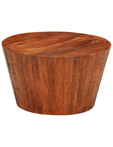 Tavolino da Salotto Ø52x30 cm Legno Grezzo Massello di Mango