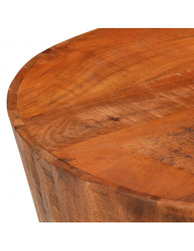 Tavolino da Salotto Ø52x30 cm Legno Grezzo Massello di Mango