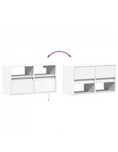 Mobile TV a Parete con Luci LED Bianco 80x31x45 cm