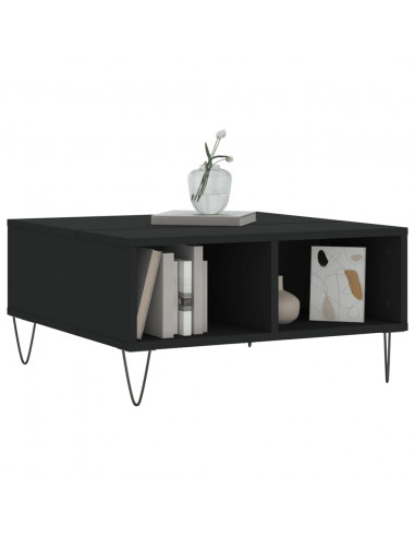 Tavolino da Salotto Nero 60x60x30 cm in Legno Multistrato