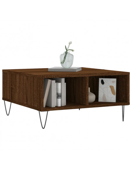 Tavolino da Salotto Rovere Marrone 60x60x30cm Legno Multistrato