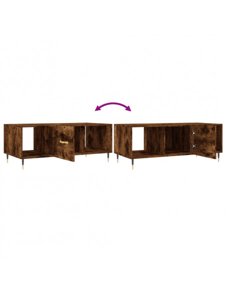Tavolino da Salotto Rovere Fumo 102x50x40 cm Legno Multistrato