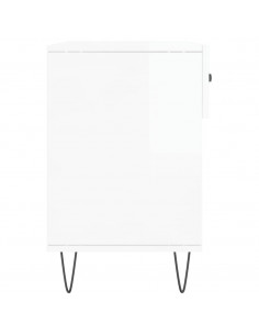 Panca Porta Scarpe Bianco Lucido 102x35x55 cm Legno Multistrato 2