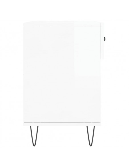 Panca Porta Scarpe Bianco Lucido 102x35x55 cm Legno Multistrato