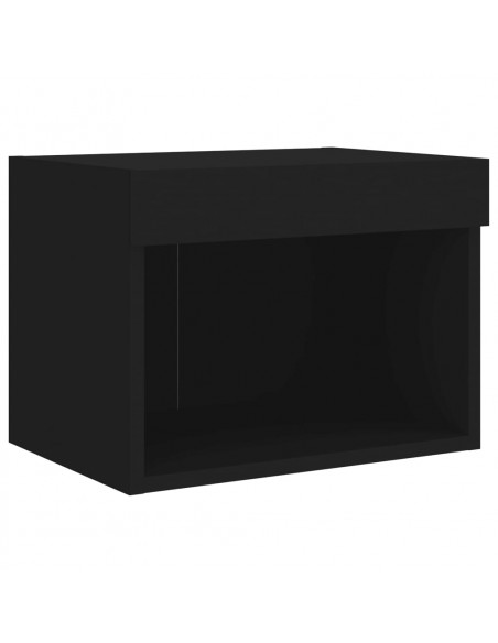 Mobili TV a Muro con LED 7pz Neri in Legno Multistrato